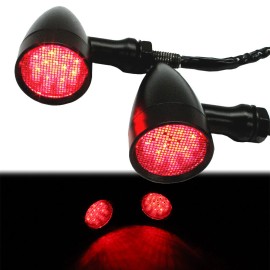 KEEPDSGN Motorcycle Black Bullet LED Brake Blinker Turn Signal Tail Light Red For Harley