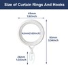 40 Pack Curtain Rings and Hooks, KissDate White 42mm Hanging