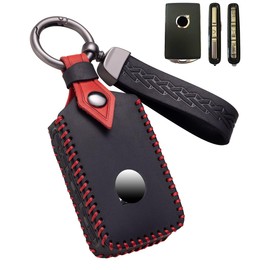 YINEOR Key Fob Cover Leather Car Key Case Keychain Fob Holder Compatible with Volvo XC40 XC60 XC90 S60 S90 V60 V90 T5 T6 (Black)