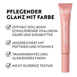 IsaDora Glossy Lip Treat Lip Gloss - Nourishing Lip Gloss for Full Lips - Stimulates Collagen Formation - Unique Shine without Sticking - Vegan with Shea Butter - Silky Pink