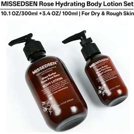 Loción Corporal Con Hidrosol De Rosa (Tamaño De Viaje, 3.4 Oz, Tamaño Para El Hogar, 10.1 Oz). Hidratación 24 H. Absorción Rápida. Para Piel Seca Y Sensible.