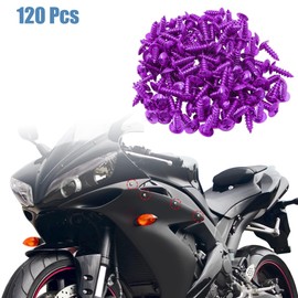 120pcs Purple Metal Motorcycle Round Cross Head Self Tapping Bolts Bumper Screws Universal Replacement 1996-2023