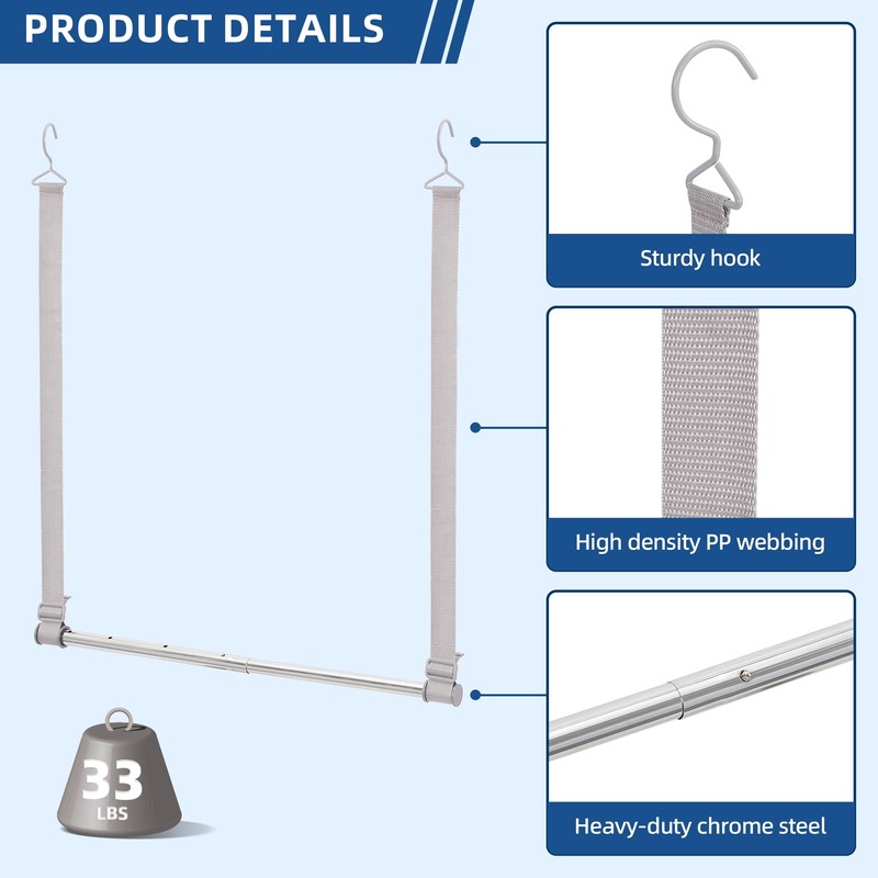 STORAGE MANIAC Hanging Closet Rod, Adjustable Width and Height Closet