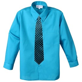 Spring Notion Boys Dress Shirt with Tie and Handkerchief Set 14 Turquoise