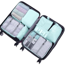 Packing Cubes for Suitcase,Lychico 9pcs Travel Luggage Packing Organizers Waterproof Travel Essentials Bag Clothes Shoes Storage Bags, Blue