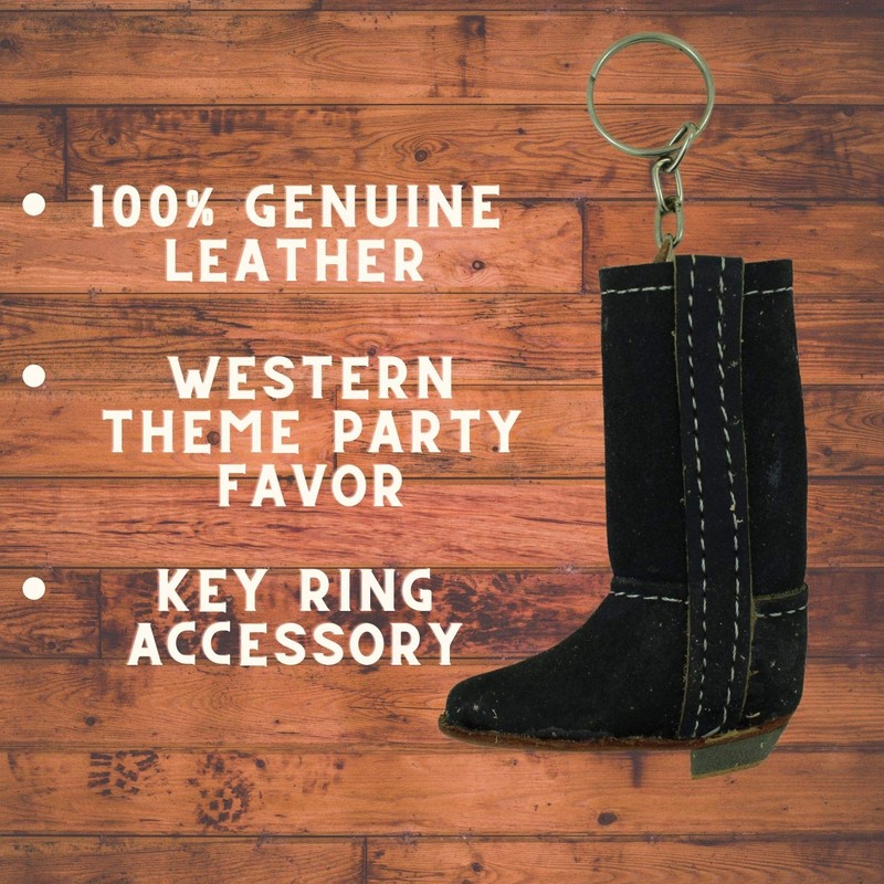 Needzo Western Keychain Genuine Leather Black Boot Keyring Lighter Holder,