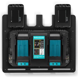 Riuog Wall Mount for Makita Battery Holders and Chargers Wall Mount, Stable 4 Piece Battery Holder 18V 14.4V and Charger Holder and Cordless Drill Driver, Order in Workshop and Garage