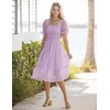 MEROKEETY Women's 2025 Summer Boho Square Neck Smocked Solid Color