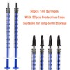 50 Pack 1ml Blue Plastic Syringes with Caps for Science