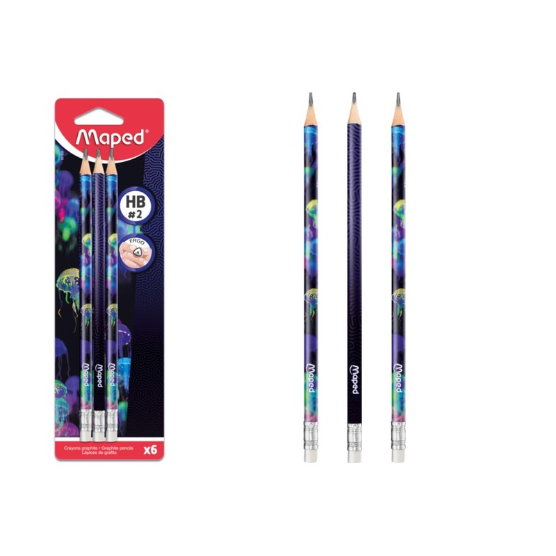 Maped - 6 Graphite Pencils HB2 Deepsea Paradise - HB