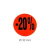 1,000 promotional labels/discount labels with print -20%, bright red, removable,