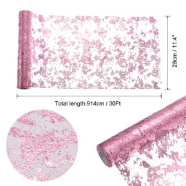 sourcing map Pink Table Runner Roll 11.4" x 30 Feet Sequin Foil Metallic Mesh Table Runner Decor Table Decorations for Wedding, Birthday Party, Christmas, New Year
