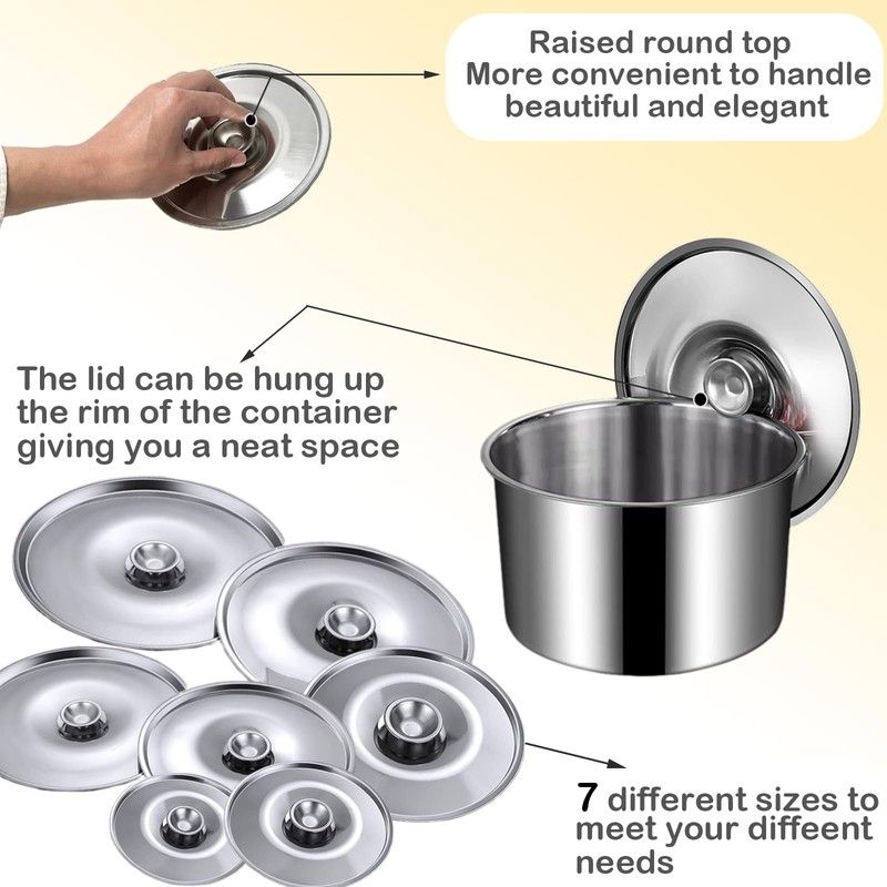 3Pcs Stainless Steel Pot Cover 7.9Inch Pan Lid Universal Lid