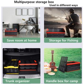 KINGCAV Plastic Durable Cargo Storage Box Weathertight Foldable Storage Trunk Organizer Box Secure Snap-on Lid Car Trunk Organizer Collapsible Storage Box for Camping Store 2Pcs