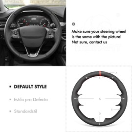 MEWANT DIY Black Faux Leather Steering Wheel Cover for Ford Focus 2018-2020 Fiesta Kuga 2019-2020 Puma Transit 2020