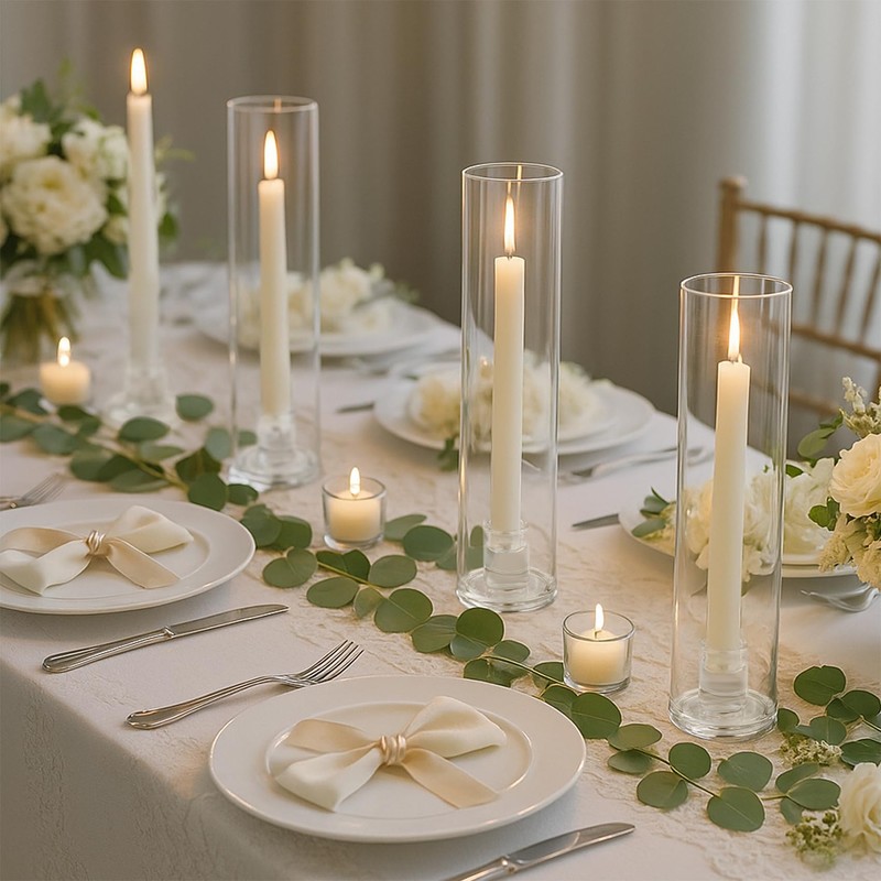 Hurricane Candle Holder Thickened Cylinder Covers 4 Pcs Taper Candle