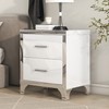 Elegant High Gloss Nightstand with Metal Handle,Mirrored Bedside Table with