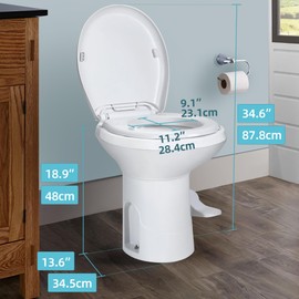 YITAMOTOR YITAMOTOR RV Toilet, Gravity Flush Toilet with Foot Pedal Flush and Flange, High Low Profile Gravity Camper Toilet for or RV, Trailer, Car, Motorhome, Caravan Trip