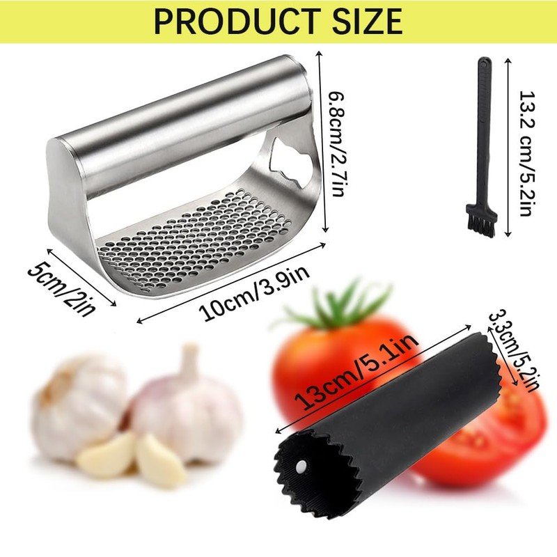 Stainless Steel Garlic Presser,2024 New Garlic Mincer Press Garlic Crusher