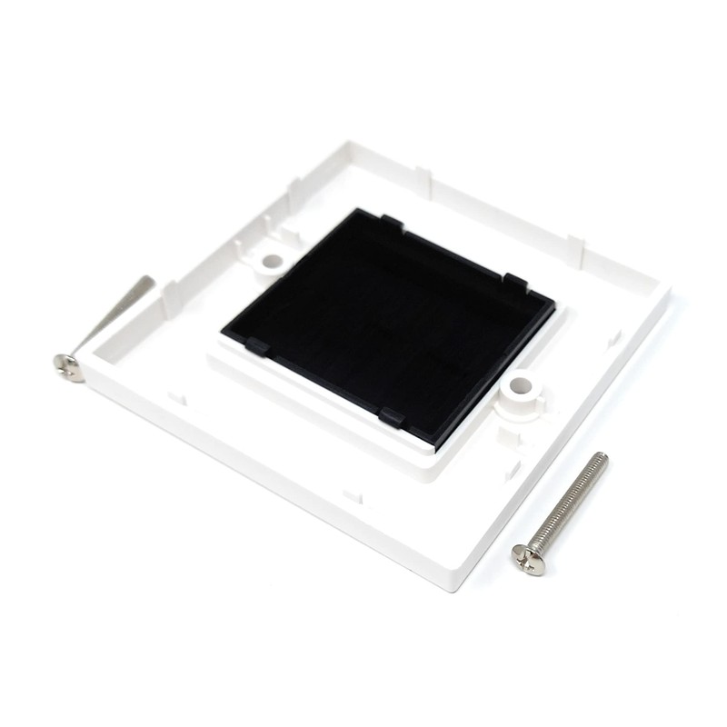 White Brush Plate Faceplate Wall Mounted Installation Tidy Cable Pass