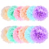 UUYYEO 12 Pcs Pastel Tissue Paper Pom Poms Large Rainbow