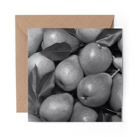 1 x Greeting Card BW - Pear Fruit Food Healthy Living - Blank Birthday Celebration Anniversary #36455