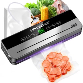 MDHAND Food Saver Vacuum Sealer Machine, 6 IN 1 Vacuum Sealer For Food with 30pcs Bags & Built-in Cutter & Accessory Hose (Grey)