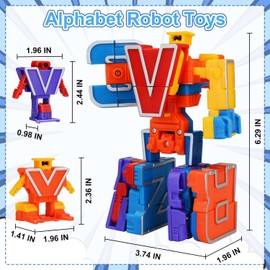 Birthday Toy Gifts for 3 4 5 6 8 Years Old Toddler Boys Girls,26 Alphabet Robots ABC Letters Educational Learning Toys for Kids,Alphabots Deformation STEM Fine Motor Skill Gifts for Preschool Age 3+