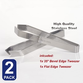 Fish Bone Tweezers Pin Japanese Global Set, 2 pcs,Stainless Steel, Pliers Curved Non-slip Grip Remover Slant Tongs Bones Tweezer Kitchen Tool Flat Cooking Fishbone Home Restaurant Puller Pick-Up Craft