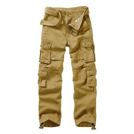 AKARMY Men's Cargo Pants, Military Tactical Casual Pants, Lightweight Cotton Work Pants with Multi Pockets K18 Khaki 38