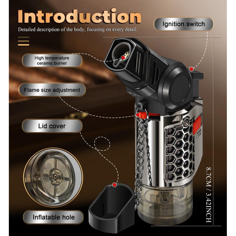 SAMNIU 5 Pack of Torch Lighter, 30° & 45° Rotatable