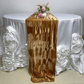 Luchuan Velvet Table Runners, 11ft Luxurious Wedding Reception Decorations Table Runner Soft Velvet Fabric, Table Runners Overlay for Wedding Event Table Decorations (Gold, 20X132inch)