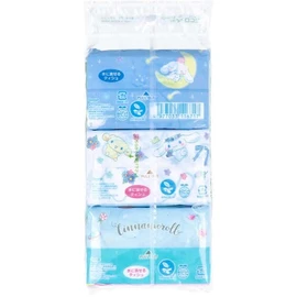 Cinnamoroll Pocket Tissues, Flushable Printed Tissues, 16 Sheets (8 Pairs) x 6 Pieces