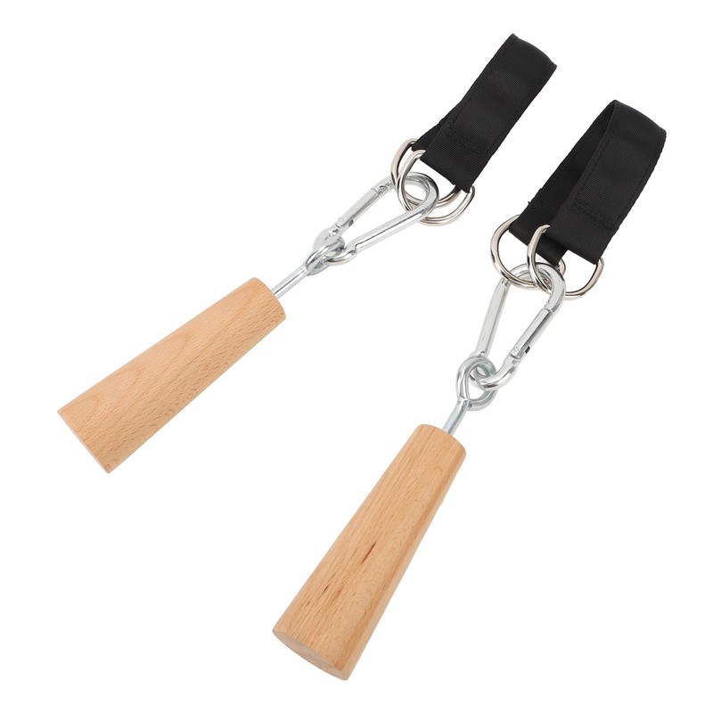 RiToEasysports Wooden Pull Up Handles Hand Grips Strength Trainer Training