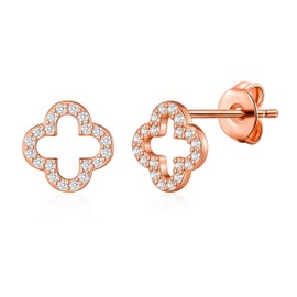 Philip Jones Rose Gold Plated Clover Earrings Created with Zircondia® Crystals