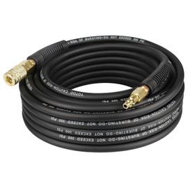 YOTOO Hybrid Air Hose, 1/4-Inch by 50-Feet 300 PSI Heavy Duty Air Compressor Hose, Lightweight, Kink Resistant, All-Weather Flexibility with 1/4" Industrial Air Fittings and Bend Restrictors, Black