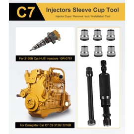 Yoursme for C7 Injector Sleeve Cup Removal Installation Tool with Parts Kit Fit for Caterpillar Cat 3126B C7 C9 with Style HUEI injectors