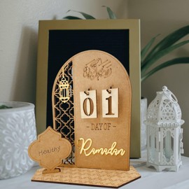 Skeadex Ramadan Calendar, Ramadan Decoration Made of Wood, Eid Mubarak Decoration, 30 Days Countdown Advent Calendar, DIY Ramadan Decoration Calendar for Home