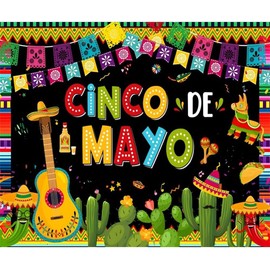Pnylzzyxh Cinco De Mayo Backdrop Mexico Fiesta Photo Backdrop Colorful Stripes Floral Cactus Guitar Taco Wine Chili Photography Background Mexico Festival Banner Photo Studio Props 8x6ft