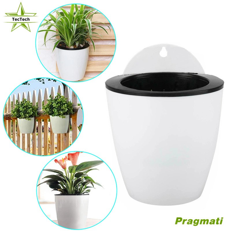 TecTech Plastic Self-Watering Plant Flower Pot Wall Hanging Garden Decoration