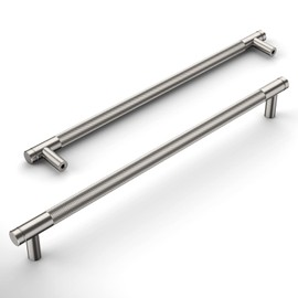 Amerdeco 10 Pack Brushed Satin Nickel Knurled Cabinet Pulls 10 Inch Center to Center Kitchen Cabinet Handles for Drawer Dresser, Cupboard and Wardrobe ZH0031