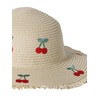 VERTBAUDET Girls Paper Straw Embroidered Cherry Hat, Off-white