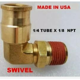 ALKON 5 BRASS FITTING QUICK CONNECT DOT AIR BRAKE 90 SWIVEL MALE ELBOW 1/4 X 1/8 Alkon