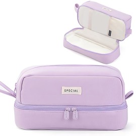Pencil Case with Large Capacity Pencil Case 4 Compartments for Boys Girls Portable Pencil Case School for Students Adults Women from School & Office Makeup, purple, Cosmetic bag