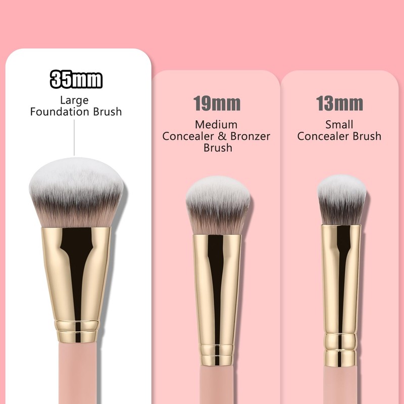 TEOYALL Flat Angled Foundation Brush, Large Dense Synthetic Bristles Kabuki