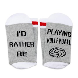 PXTIDY Volleyball Socks Volleyball Lover Gift I’d Rather Be Playing Volleyball Novelty Socks Volleyball Sport Socks Gift