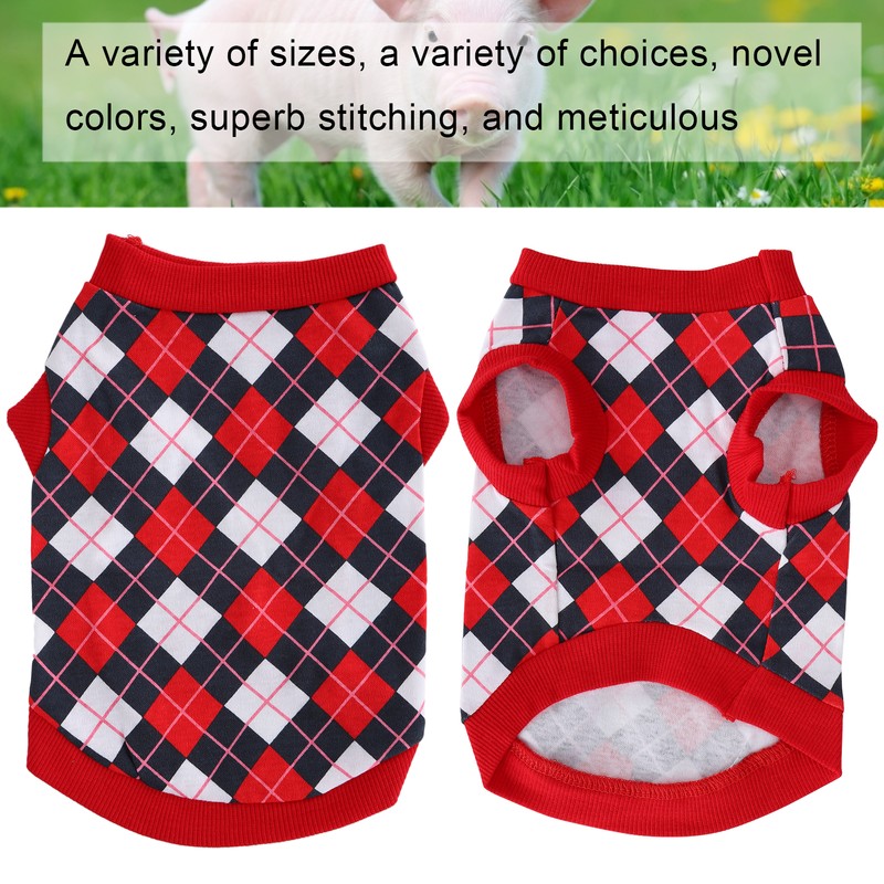 Pet Pig Spring Summer Sleeveless TShirt Pet Vest Sweatshirt Rhombus