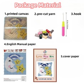 Giraffe Beginner Latch Hook Kits Pillow Cover Set Sofa Cushion Latch Hooking Carpet Rug Acrylic Yarn Printed Pillowcase Craft Kits with Tools Sofa Decor 17 x 17 Inch(r185)