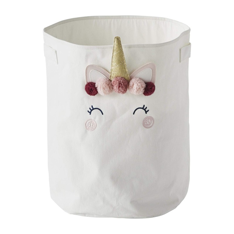 Vertbaudet Large Storage Basket Unicorn Wool White One Size