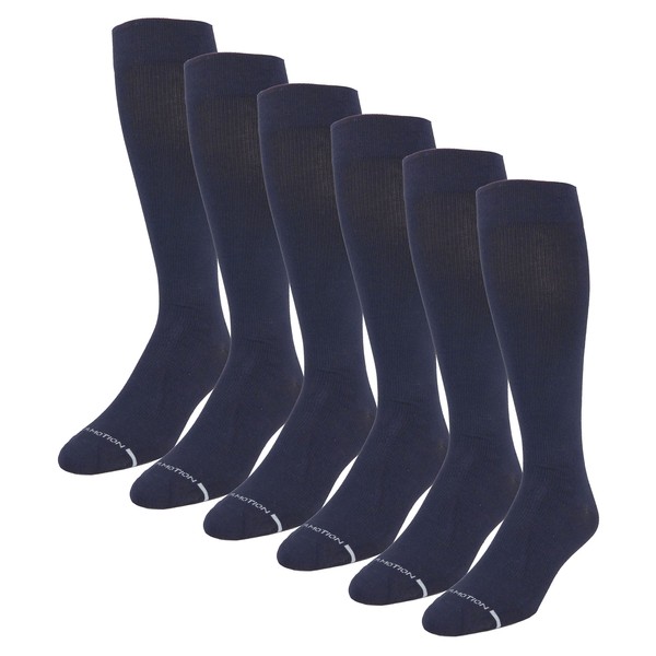 6 Pairs Pack Men's Dr Motion Graduated Compression Therapeutic Socks 8-15 mmHg 10-13 (Navy)